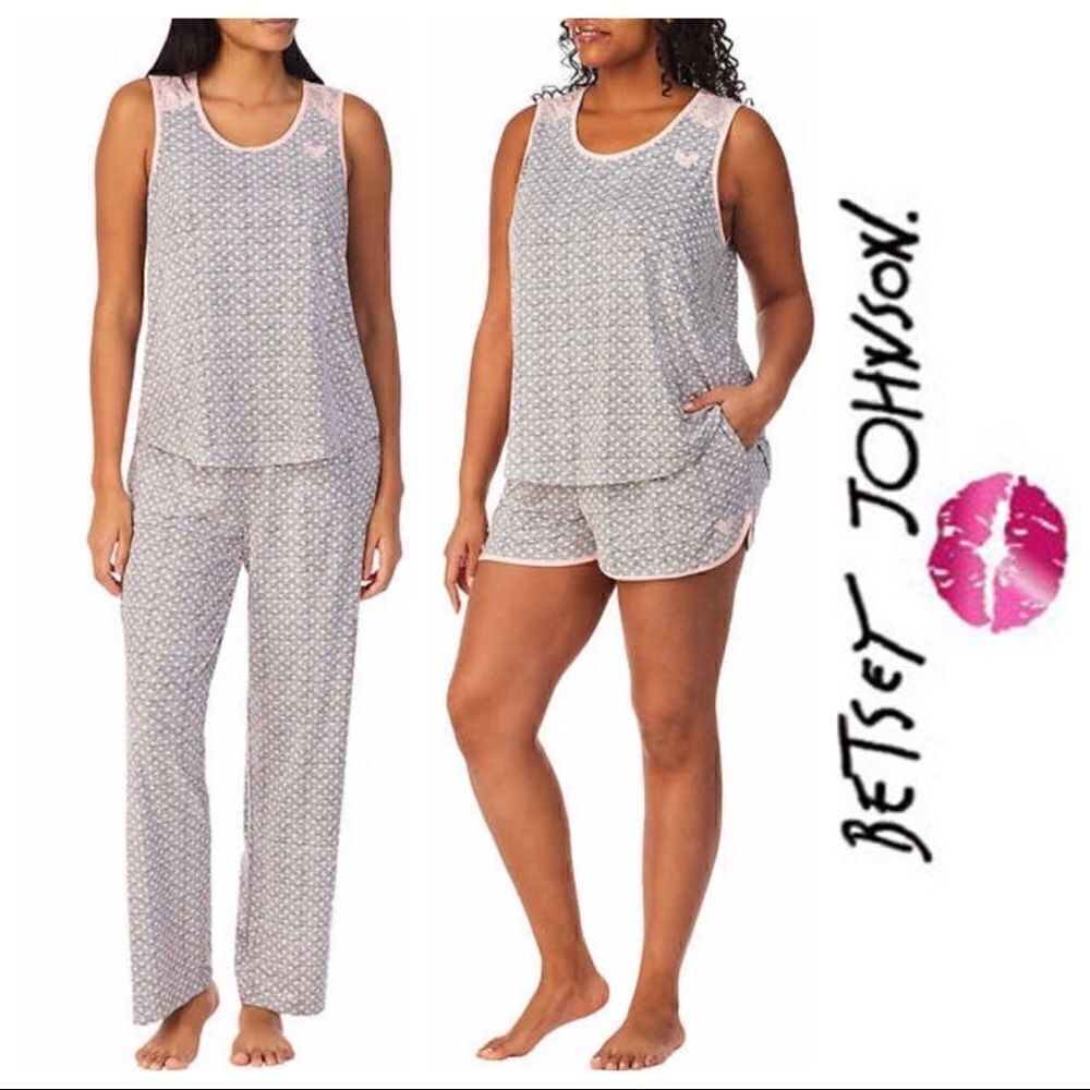BETSEY JOHNSON Ladies 3 Piece Lounge / Pajama Set: Sizes S, M, L